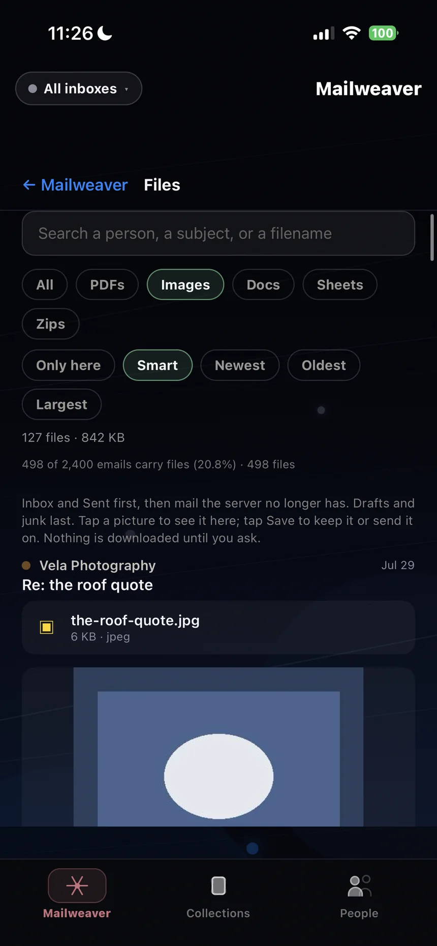 Files screen